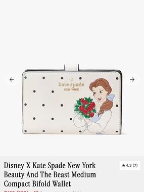 Kate Spade New York White Disney Beauty and the Beast Compact Bifold Wallet